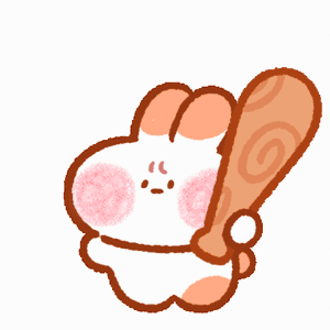 A Cartoon Of A Bunny Holding A Baseball Bat With A Yellow Star In The Background GIF