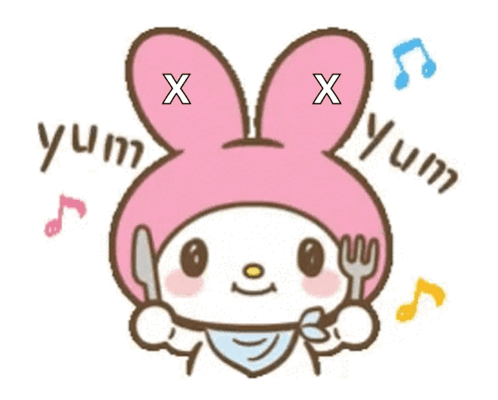 A Cartoon Of A Bunny Holding A Fork And Knife With The Words Yum Written On It GIF