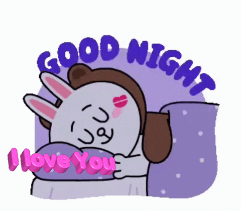 A Cartoon Of A Bunny Saying Good Night And Love You GIF