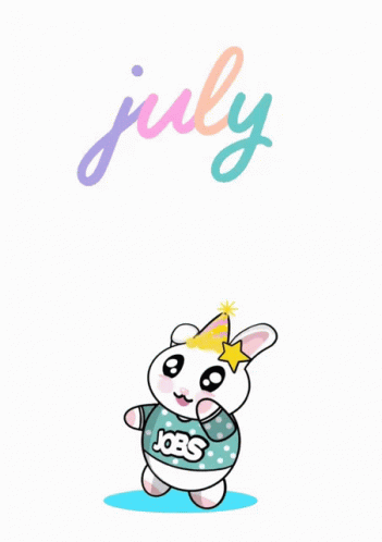 A Cartoon Of A Bunny Wearing A Jobs Shirt GIF