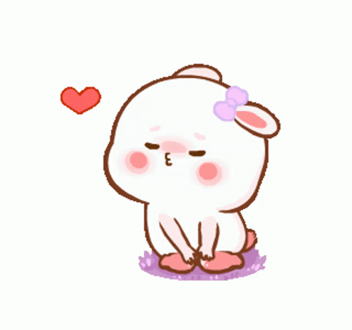 Cartoon Bunny With Bow And Heart GIF