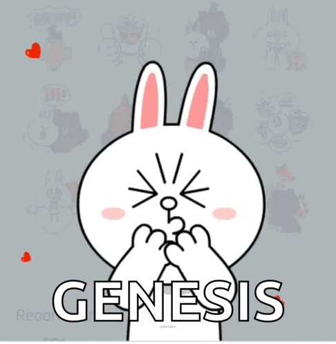 A Cartoon Of A Bunny With The Word Genesis Written On It GIF