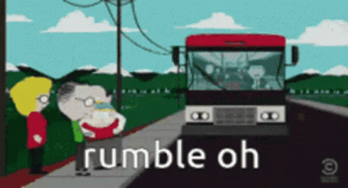 A Cartoon Of A Bus With The Words Rumble Oh On The Bottom GIF