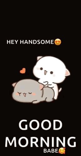 A Cartoon Of A Cat And A Dog Saying Good Morning Babe GIF