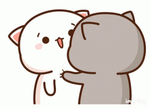 A Cartoon Of A Cat And A Mouse Kissing GIF