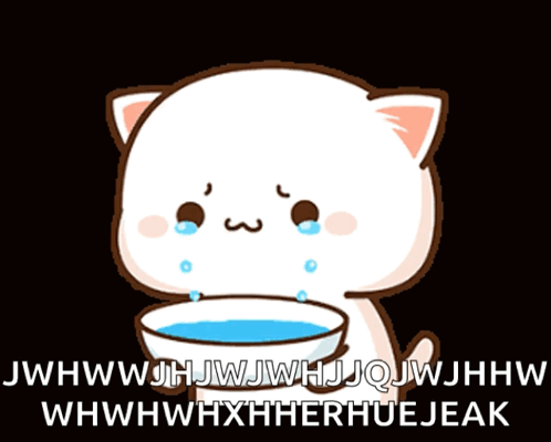 A Cartoon Of A Cat Holding A Bowl Of Water GIF