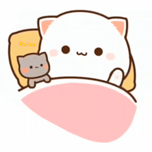 A Cartoon Of A Cat Laying On A Bed With A Rolex Logo On The Bottom GIF