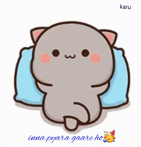 A Cartoon Of A Cat Laying On A Blue Pillow With The Words " Inna Pyara Gaare Ho " Below It GIF