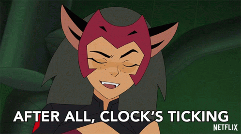 a cartoon of a cat says after all clock 's ticking