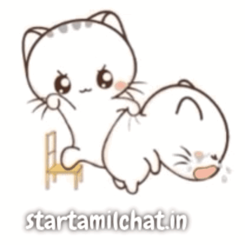 A Cartoon Of A Cat Sitting On A Chair Next To Another Cat GIF