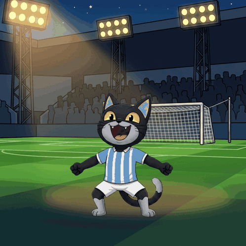 A Cartoon Of A Cat Wearing A Soccer Uniform GIF