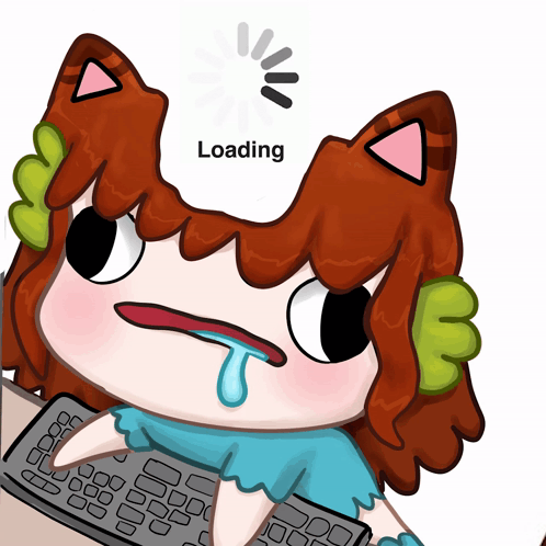 A Cartoon Of A Cat With A Loading Sign Behind It GIF