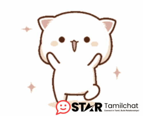 A Cartoon Of A Cat With A Star Tamilchat Logo GIF
