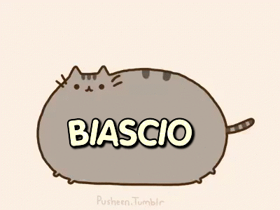 A Cartoon Of A Cat With The Word Biascio Written On It GIF