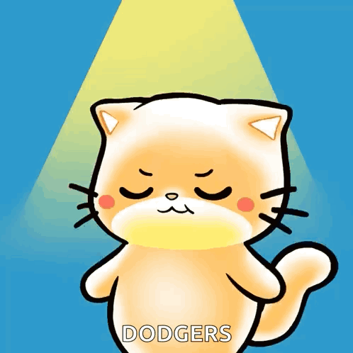 A Cartoon Of A Cat With The Word Dodgers On It GIF