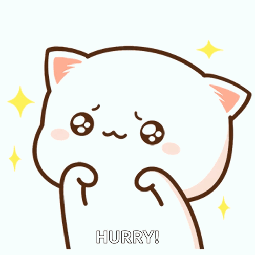 A Cartoon Of A Cat With The Word Hurry Written Below It GIF