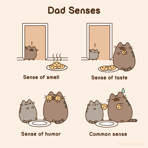 A Cartoon Of A Cat With The Words Dad Senses On The Top GIF
