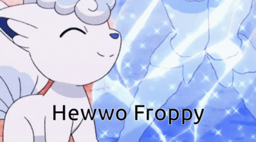 Cartoon Cat With Hewwo Froppy Text GIF