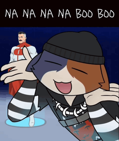 A Cartoon Of A Cat With The Words Na Na Na Na Boo Boo GIF