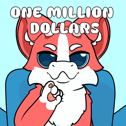 A Cartoon Of A Cat With The Words One Million Dollars Written Above It GIF