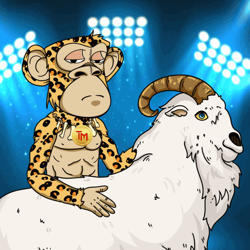 A Cartoon Of A Cheetah Holding A Goat With A Tm Medal Around Its Neck GIF