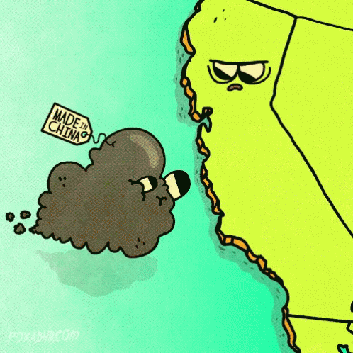 A Cartoon Of A Cloud With A Made In China Tag On It GIF