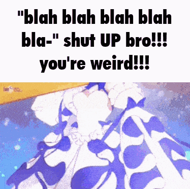 A Cartoon Of A Cow With The Words " Blah Blah Blah Blah Bla- " Shut Up Bro GIF