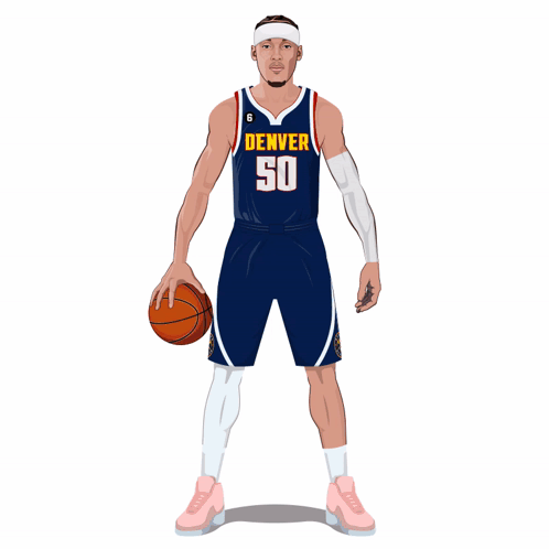 A Cartoon Of A Denver Basketball Player Holding A Ball GIF