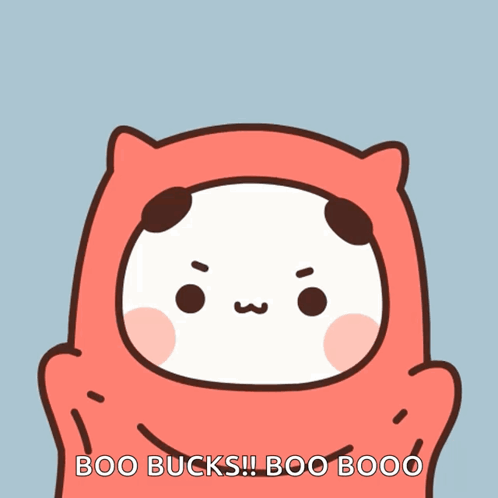 A Cartoon Of A Devil With The Words Boo Bucks Written On It GIF