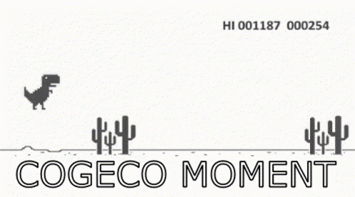 A Cartoon Of A Dinosaur And Cactus With The Words Cogeco Moment GIF
