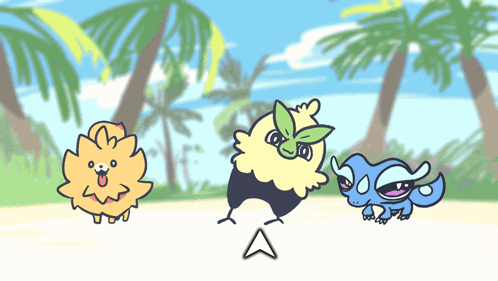 Dog Bird And Lizard On Beach With Palm Trees GIF