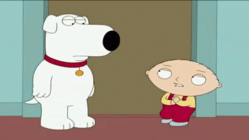 A Cartoon Of A Dog And A Boy Standing Next To Each Other . GIF