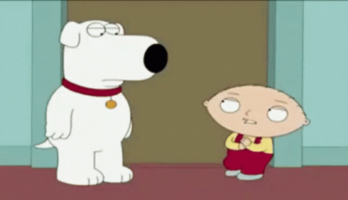 A Cartoon Of A Dog And A Boy Standing Next To Each Other . GIF