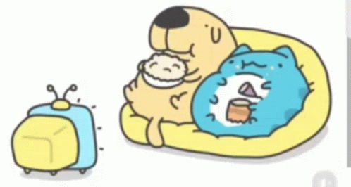 a cartoon of a dog and a cat laying on a couch