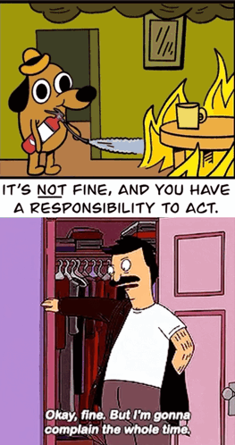 A Cartoon Of A Dog Holding A Fire Extinguisher Next To A Cartoon Of A Man Standing In A Closet GIF