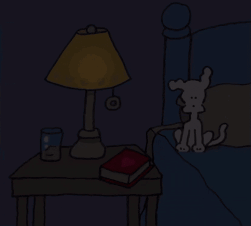 A Cartoon Of A Dog Reaching For A Lamp GIF