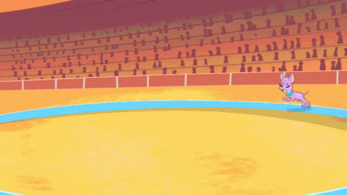 A Cartoon Of A Dog Running Around A Circle GIF