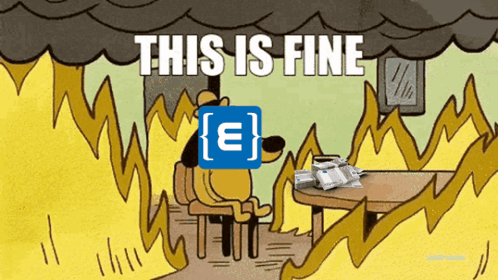 A Cartoon Of A Dog Sitting At A Table With The Words " This Is Fine " On The Bottom GIF