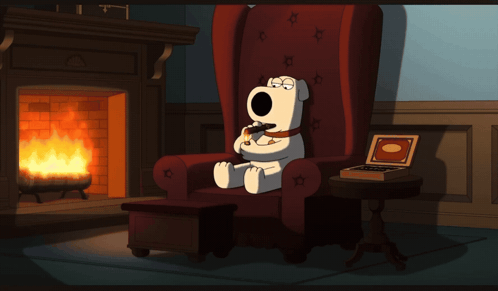 A Cartoon Of A Dog Sitting In A Chair With The Words Well Well Well Above Him GIF