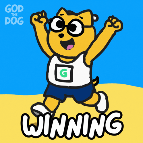 A Cartoon Of A Dog That Says God The Dog On It GIF