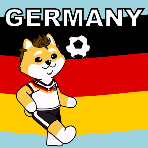 A Cartoon Of A Dog Wearing A Germany Jersey GIF