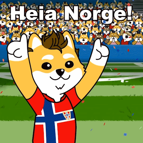 A Cartoon Of A Dog Wearing A Norwegian Shirt Giving A Thumbs Up GIF