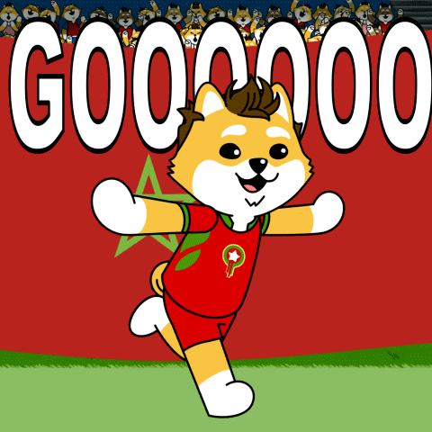 a cartoon of a dog wearing a red and green jersey that says gooooo