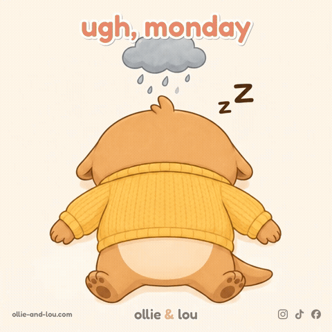 A Cartoon Of A Dog Wearing A Yellow Sweater With The Words Ugh Monday Written Above It GIF
