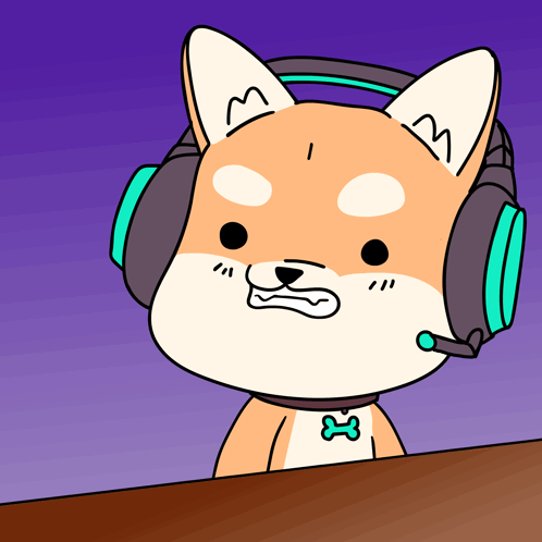 A Cartoon Of A Dog Wearing Headphones With A Bone On Its Chest GIF
