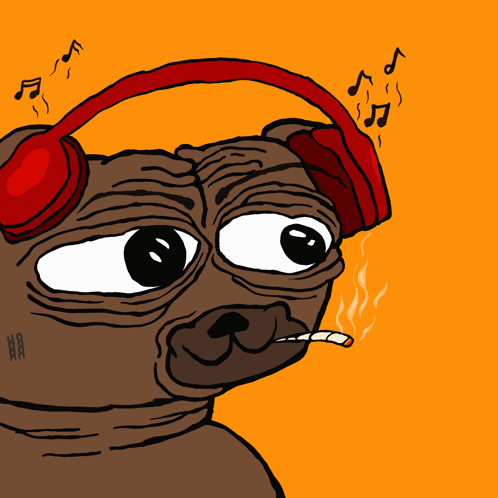 A Cartoon Of A Dog Wearing Red Headphones And Smoking A Cigarette GIF
