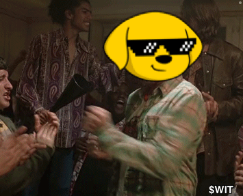 A Cartoon Of A Dog Wearing Sunglasses And A Megaphone With $ Wit Written On The Bottom Of The Image GIF