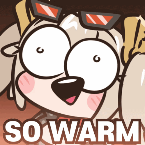 A Cartoon Of A Dog Wearing Sunglasses And The Words So Warm Below It GIF