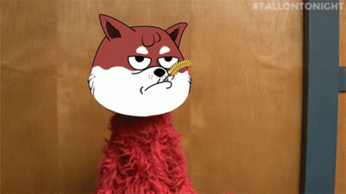 A Cartoon Of A Dog With A Flower In Its Mouth And The Words #Fallontonight Below It GIF