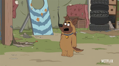 a cartoon of a dog with a long tongue and the word netflix on the bottom